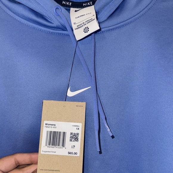 Nike Women’s Blue Training Therma Fit Pullover Hoodie Size 1X NWT Polar Blue - Picture 10 of 12